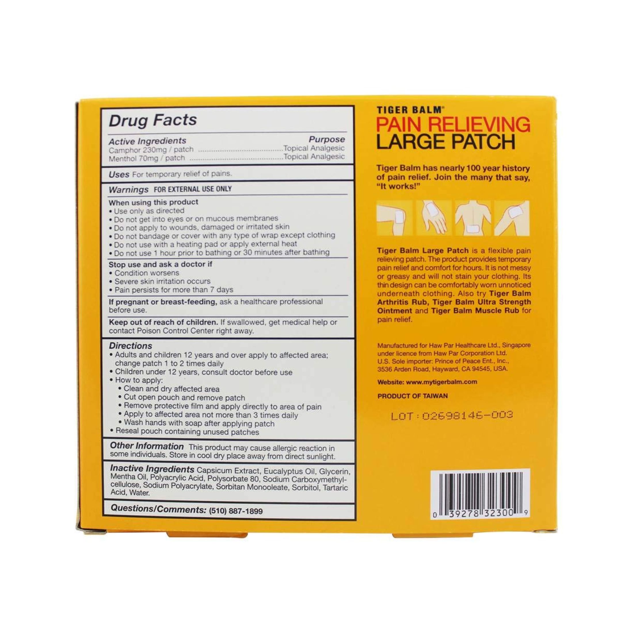 Tiger Balm Pain Relieving Patch, 5 Patches
