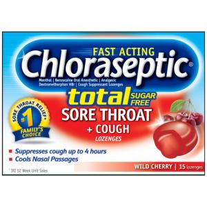 Chloraseptic Wild Cherry Total Sugar Free Sore Throat + Cough Lozenges