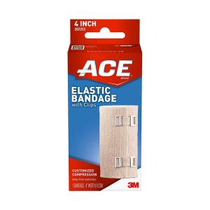 ACE 3M 207313 Brand Elastic Bandage W/clips, 4 In
