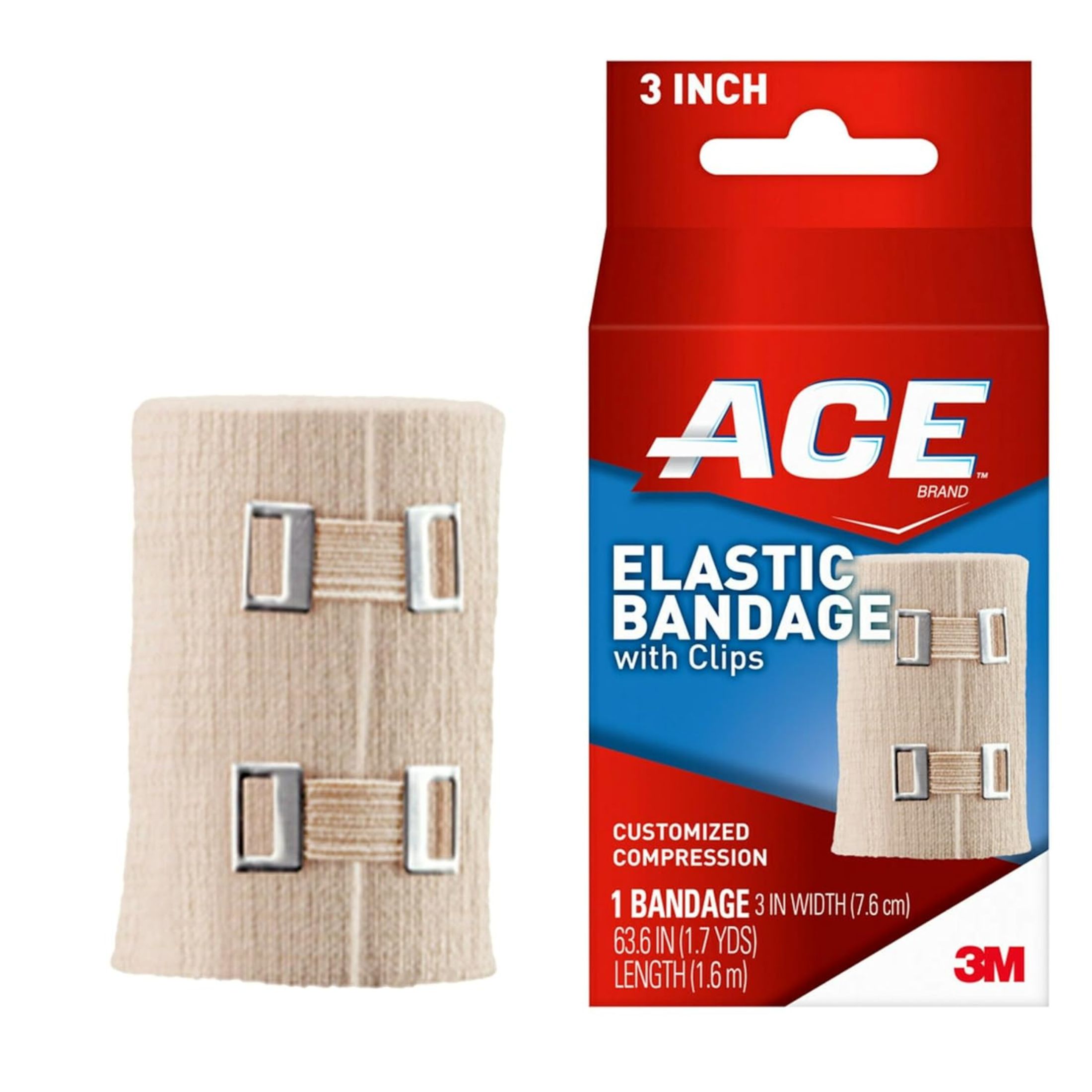 ACE Brand Elastic Bandage With Clips 3 Inch