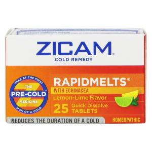 Zicam Zinc Cold Remedy Rapid Melts Quick Dissolve Tablets Lemon Lime Flavor With Echinacea 25ct