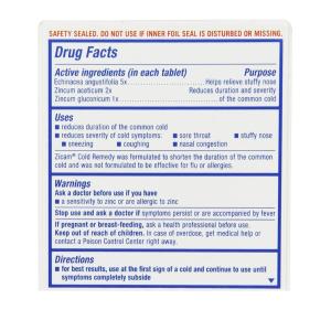 Zicam Zinc Cold Remedy Rapid Melts Quick Dissolve Tablets Lemon Lime Flavor With Echinacea 25ct