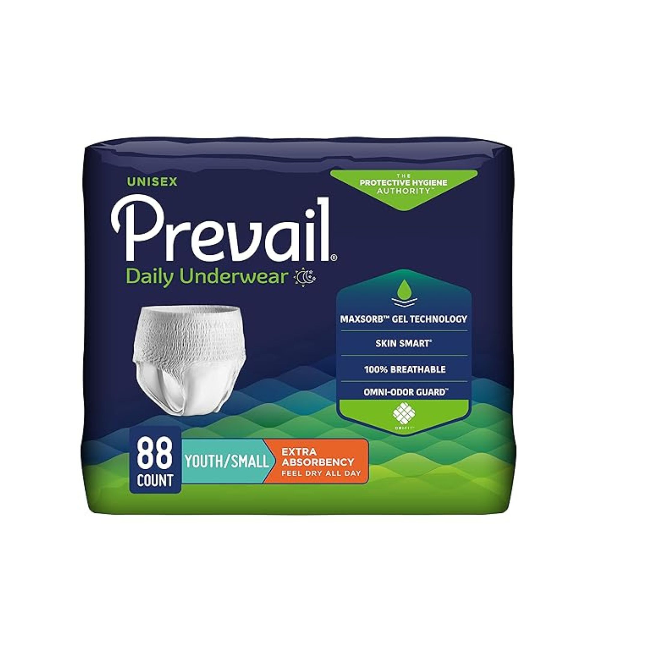 Prevail Extra Absorbency Incontinence Underwear, Youth/Small Adult