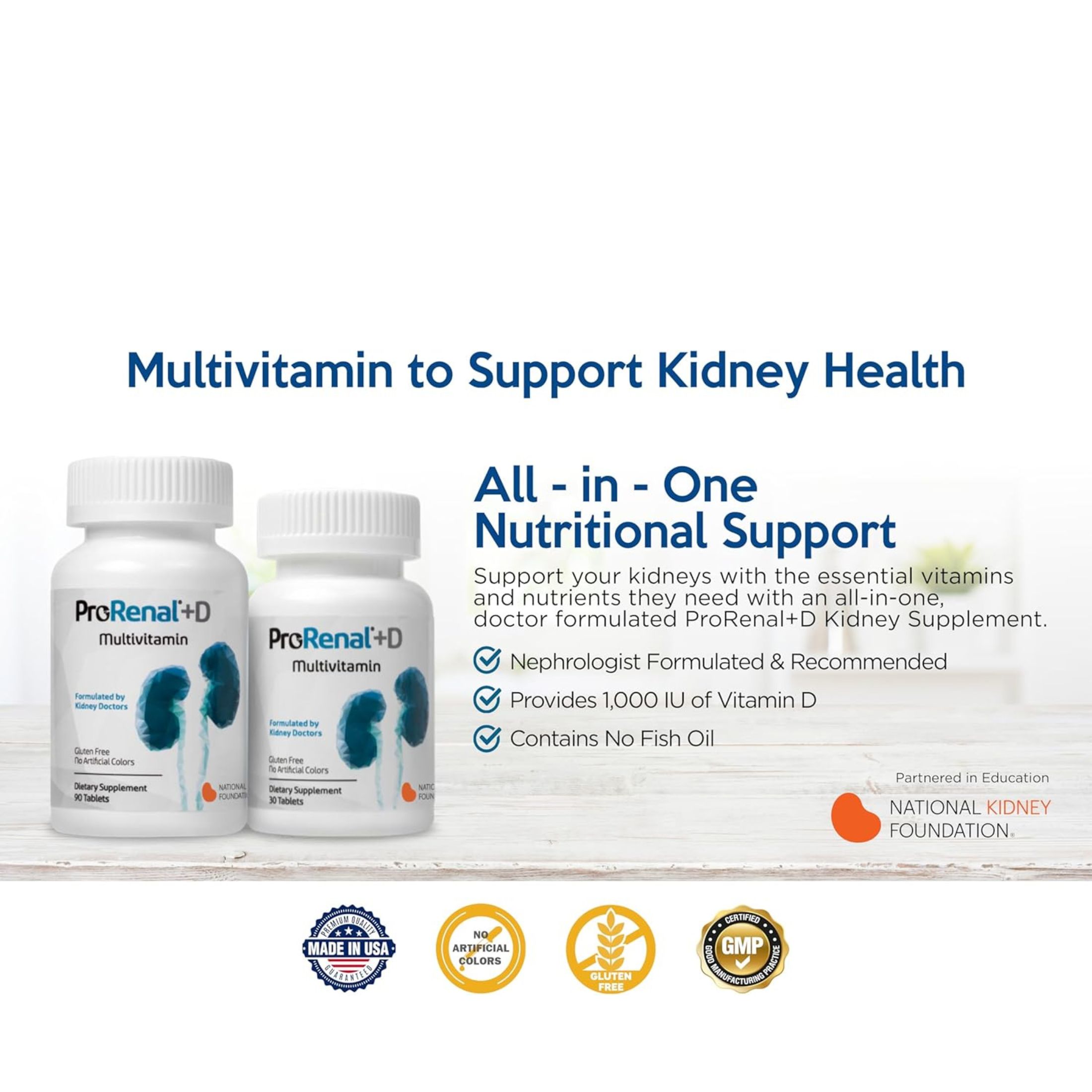 Nephroceuticals ProRenal+D Kidney Multivitamins 90-Day Supply