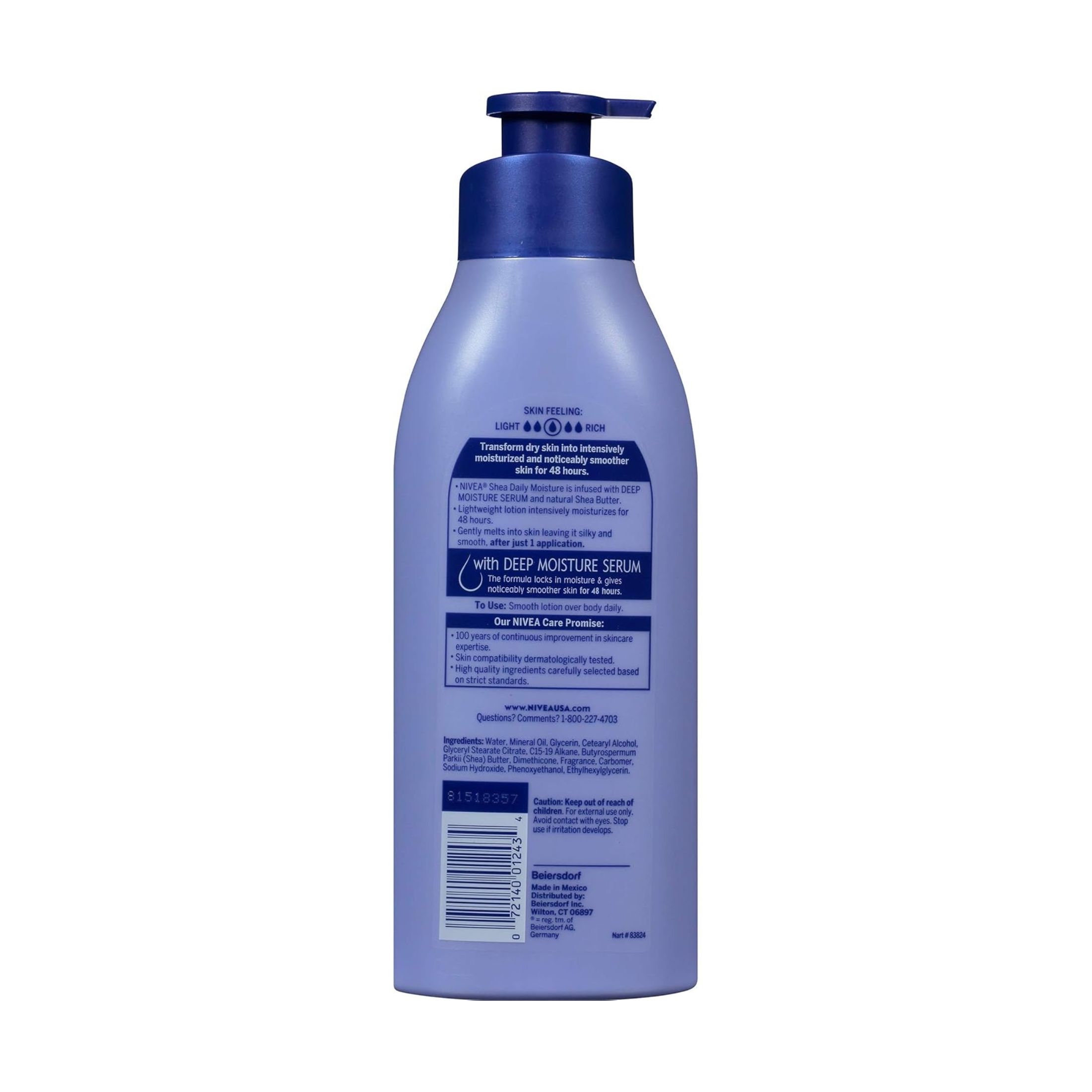 BL Nivea Lotion Shea Daily Moisture 16.9 Oz Pump 48Hr