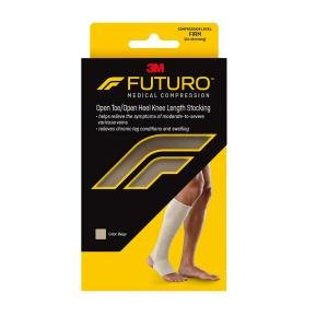 Futuro Knee-High, Firm Support Hosiery, Open Toe, Beige, 1 Pair