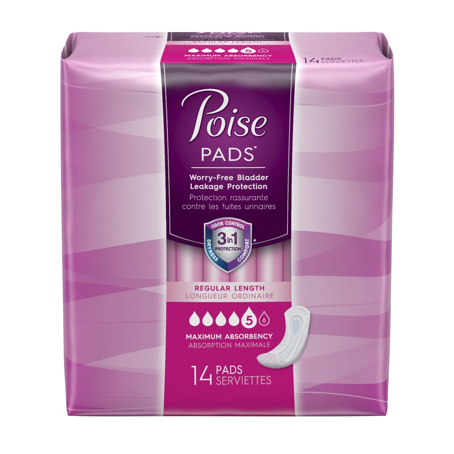 Poise Incontinence Pads, Maximum Absorbency, Regular Length, 84ct