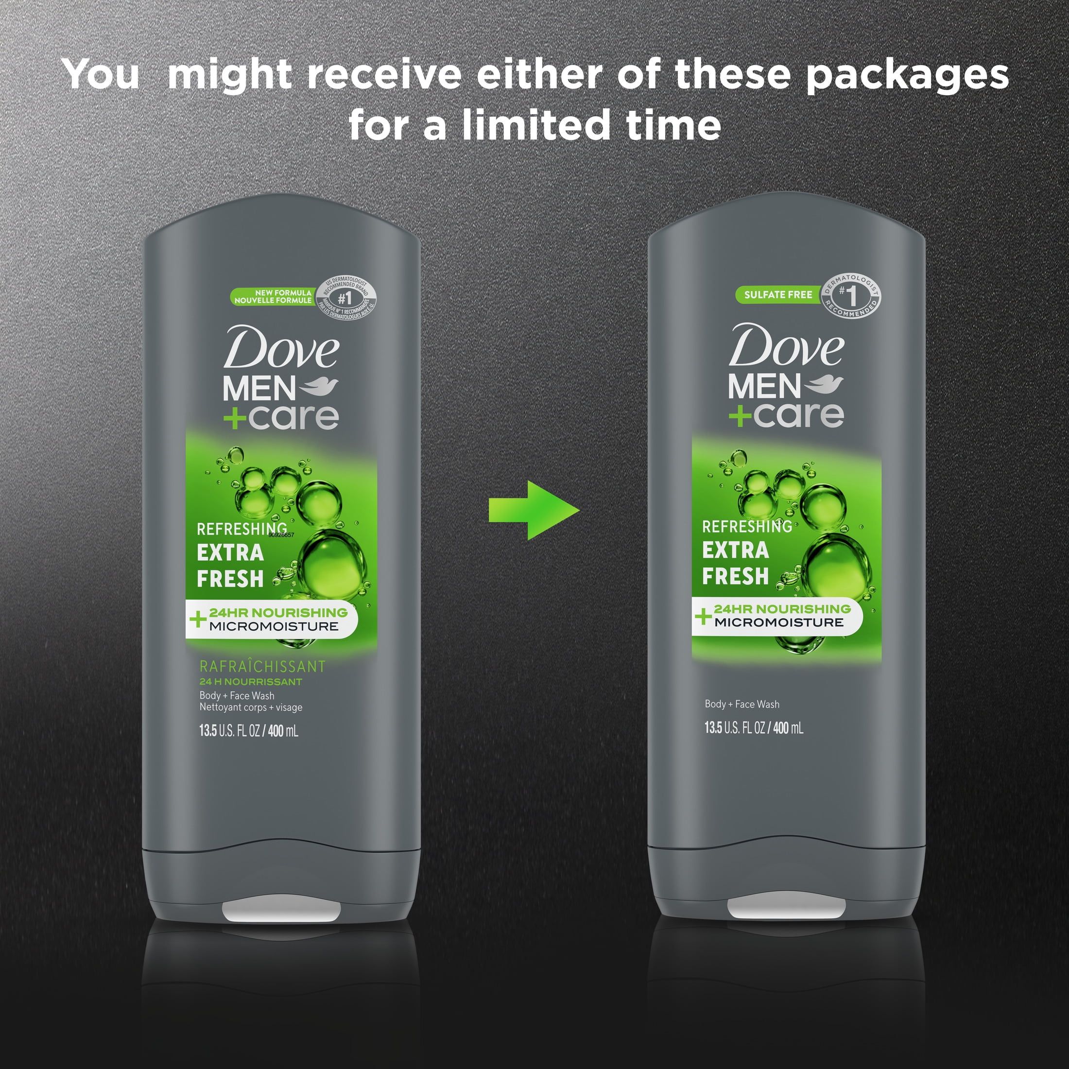 Dove Men+Care Body + Face Wash, Extra Fresh, Refreshing 13.5 Fl Oz