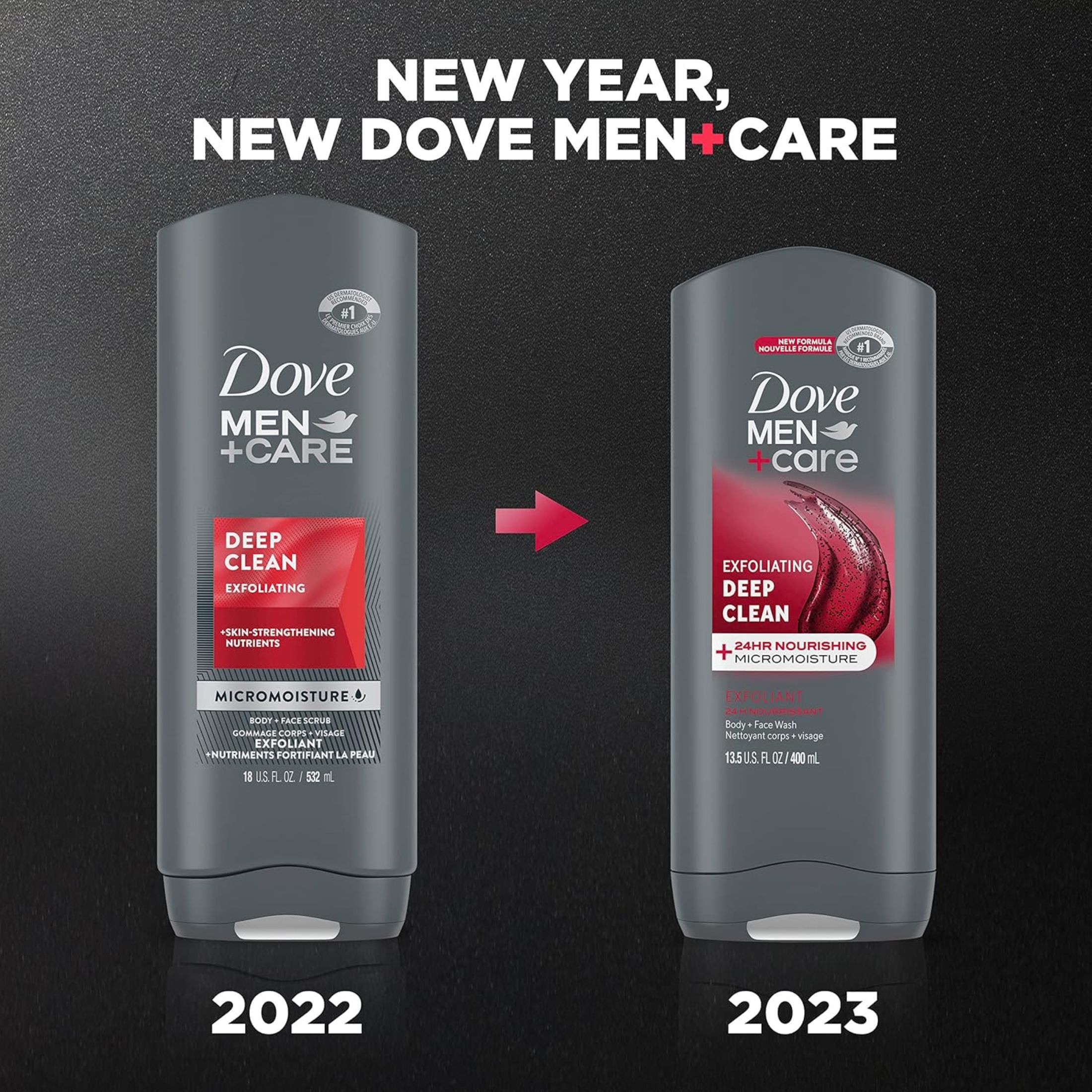 Dove Men+Care Body & Face Wash, Deep Clean - 13.5 Fl Oz