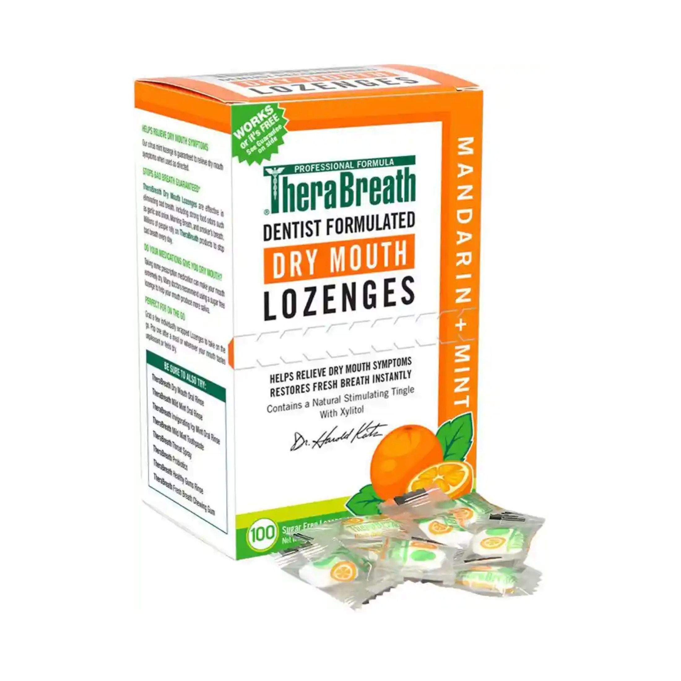 TheraBreath Dry Mouth Lozenges, Sugar Free Mandarin + Mint