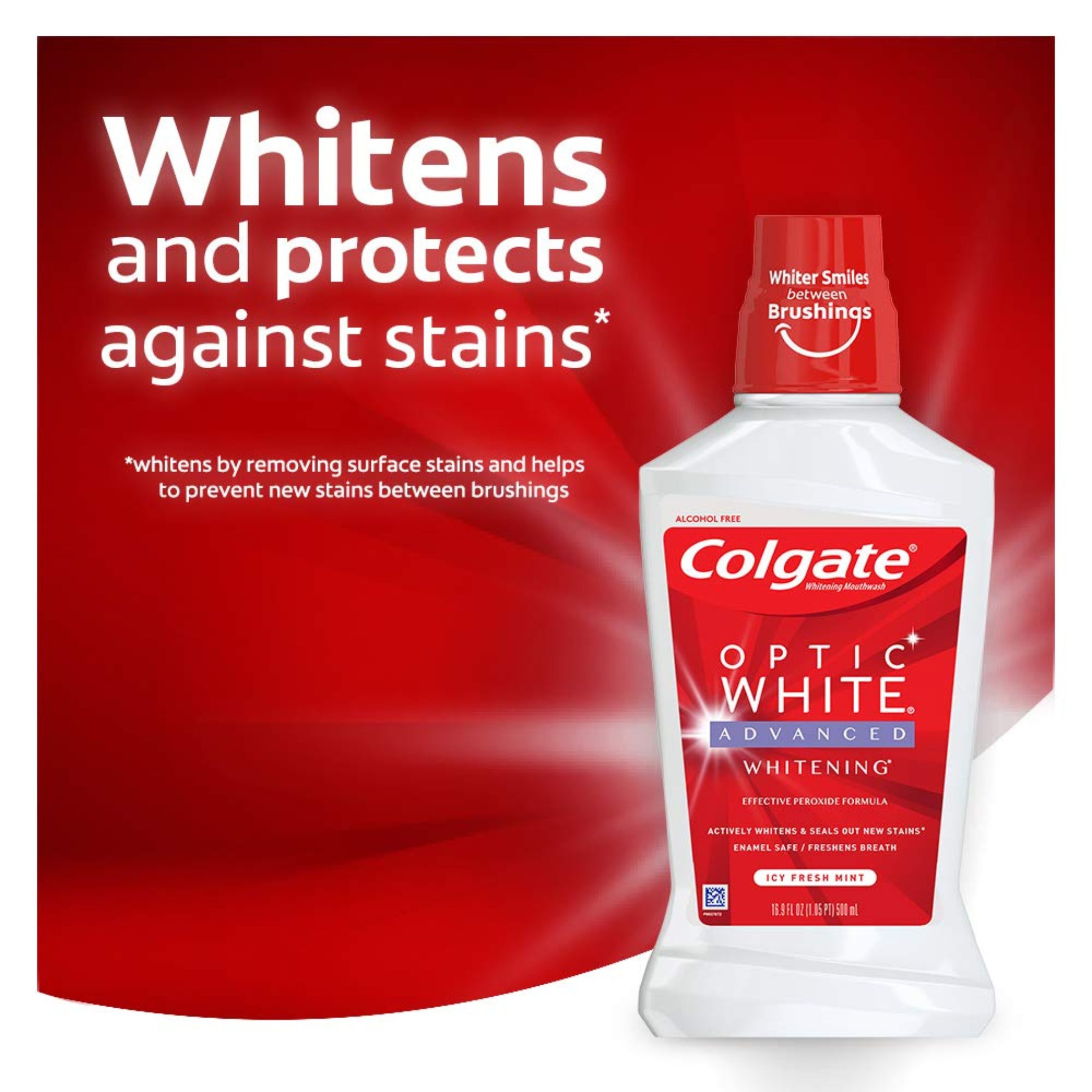 Colgate Optic White, Mouthwash, Whitening, Icy Fresh Mint, 16 Fl Oz