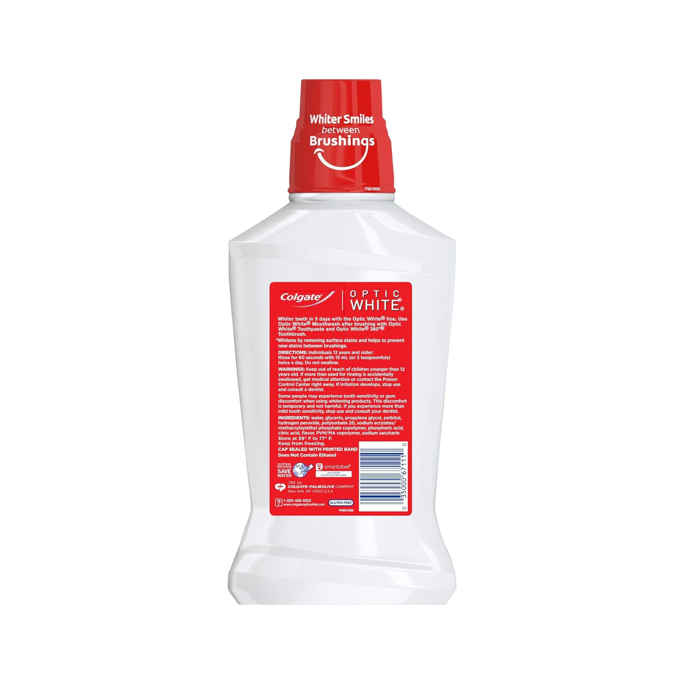 Colgate Optic White, Mouthwash, Whitening, Icy Fresh Mint, 16 Fl Oz