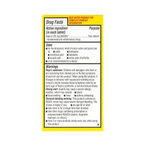 Ecotrin Regular Strength 325 Mg Pain Reliever Tablets