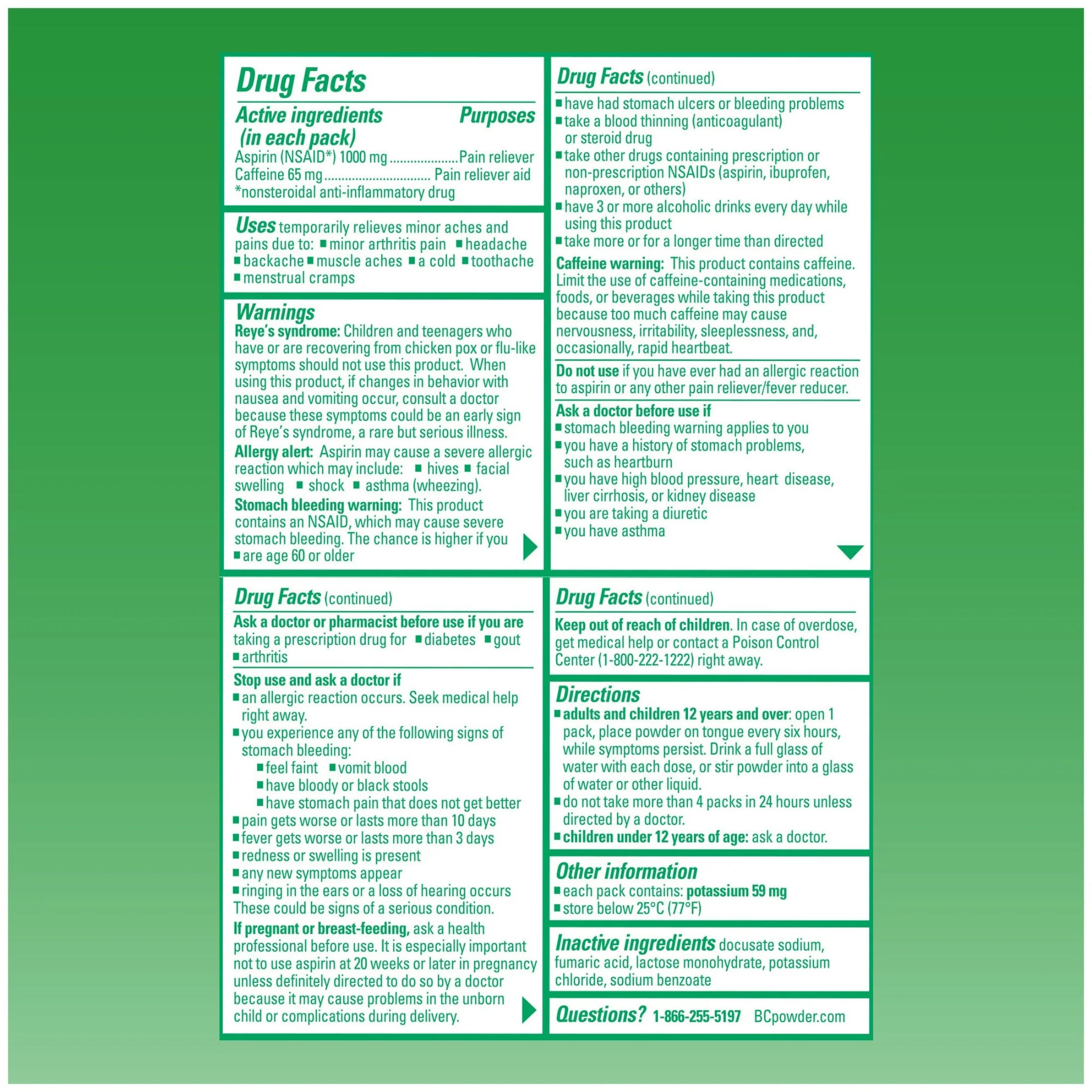 BC Arthritis Fast Pain Relief On The Go Powder Stick Packs