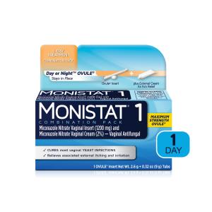 Monistat Cure & Itch Relief Vaginal Antifungal, 1-Day Treatment Ovule, Maximum Strength, Day Or Night, Combination Pack