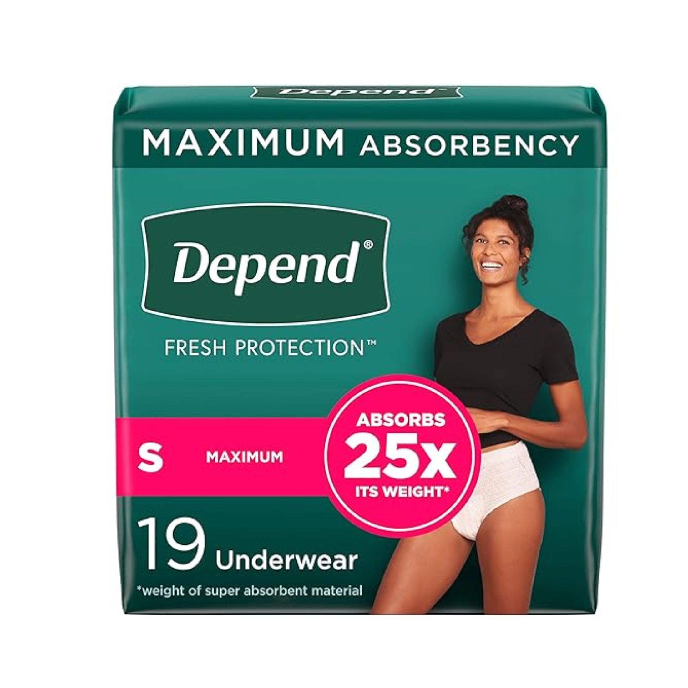 Depend Fit-Flex Incontinence Underwear For Women, Maximum Absorbency, Small/Medium, 19ct