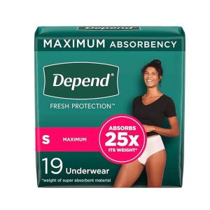 Depend Fit-Flex Incontinence Underwear For Women, Maximum Absorbency, Small/Medium, 19ct