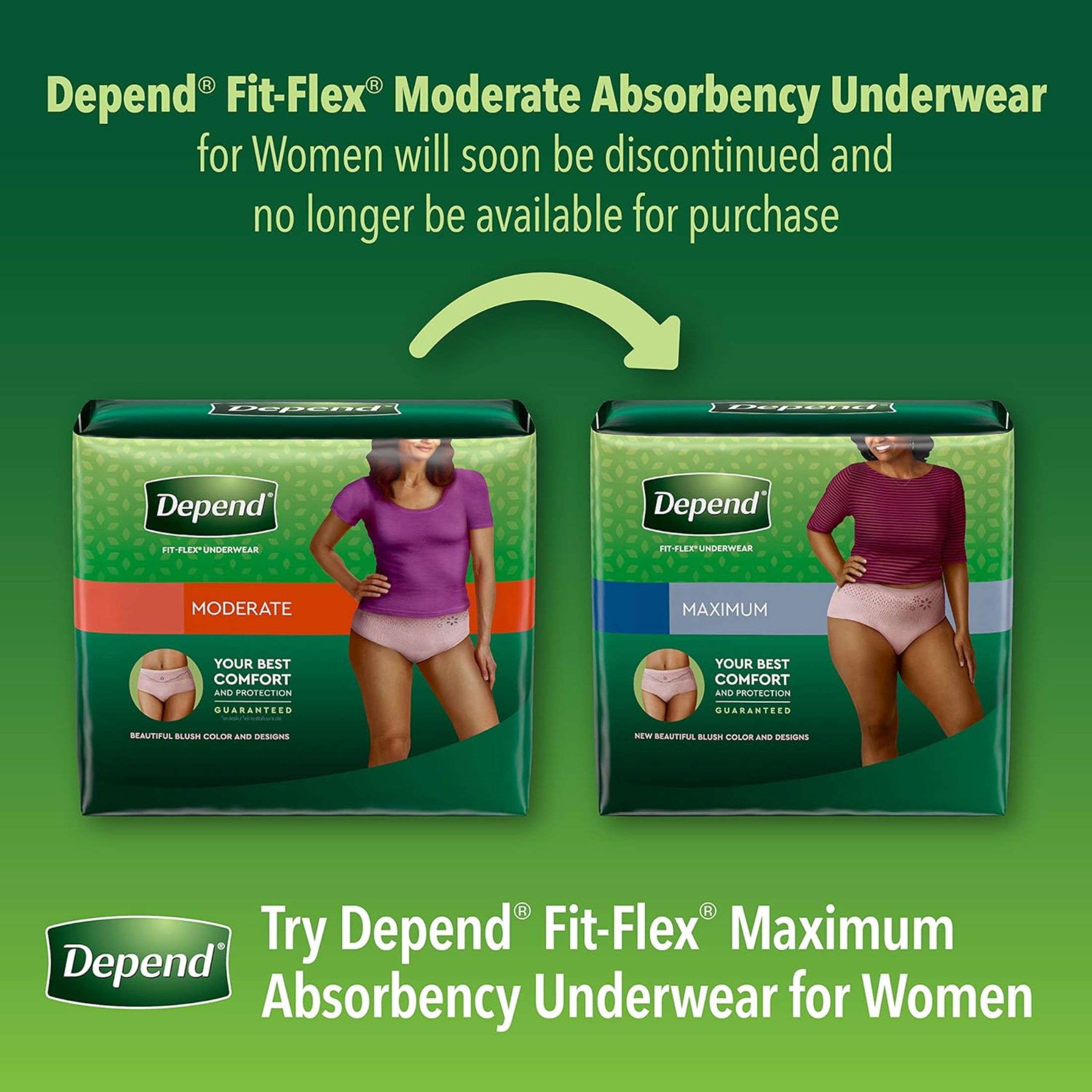 Depend Fit Flex Adult Incontinence Underwear For Women, Disposable, Maximum Absorbency, Large, Blush
