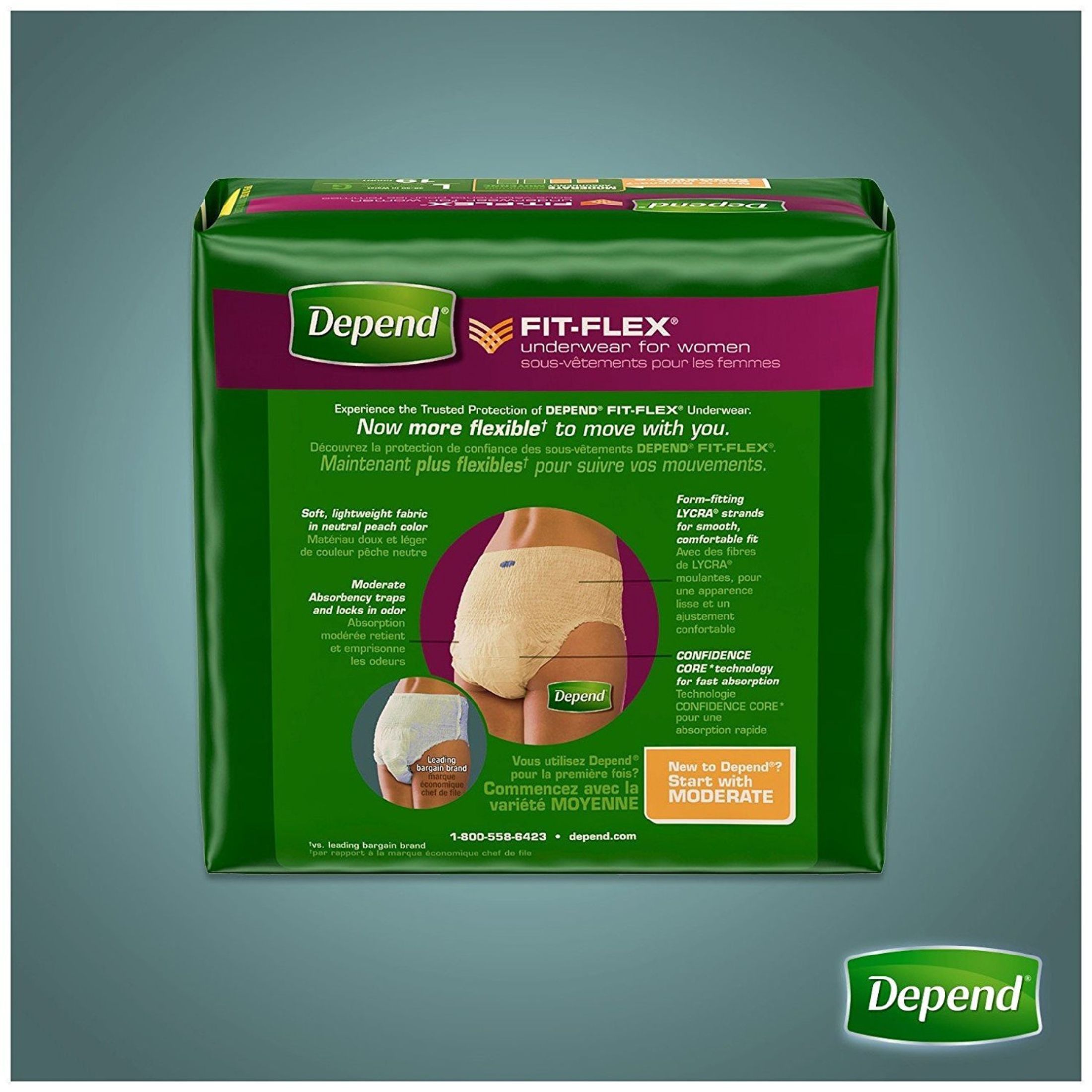 Depend Fit Flex Moderate Underwear L
