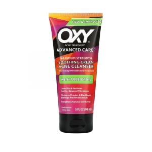 Oxy Advanced Care Maximum Strength Soothing Cream Acne Cleanser With Prebiotics, 5 Fl Oz