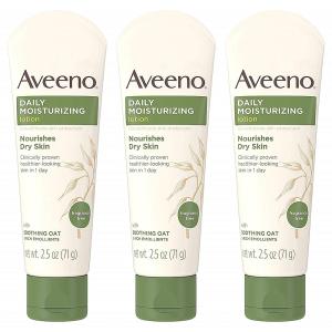 Aveeno Daily Moisturizing Body Lotion With Soothing Oat And Rich Emollients To Nourish Dry Skin, Fragrance-Free, 2.5 Fl. Oz