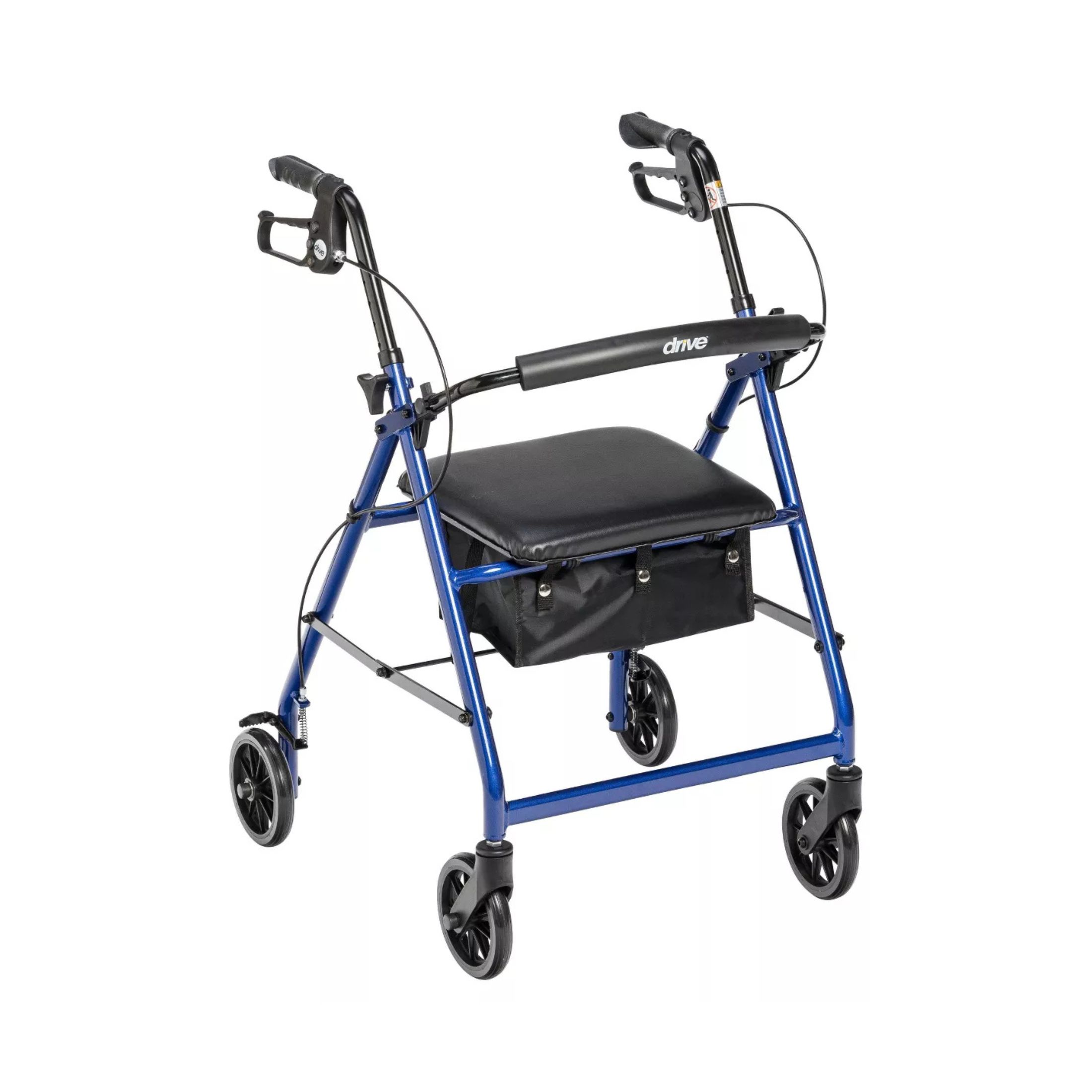 Drive Medical Walker Rollator With 6" Wheels, Fold Up Removable Back Support And Padded Seat, Blue