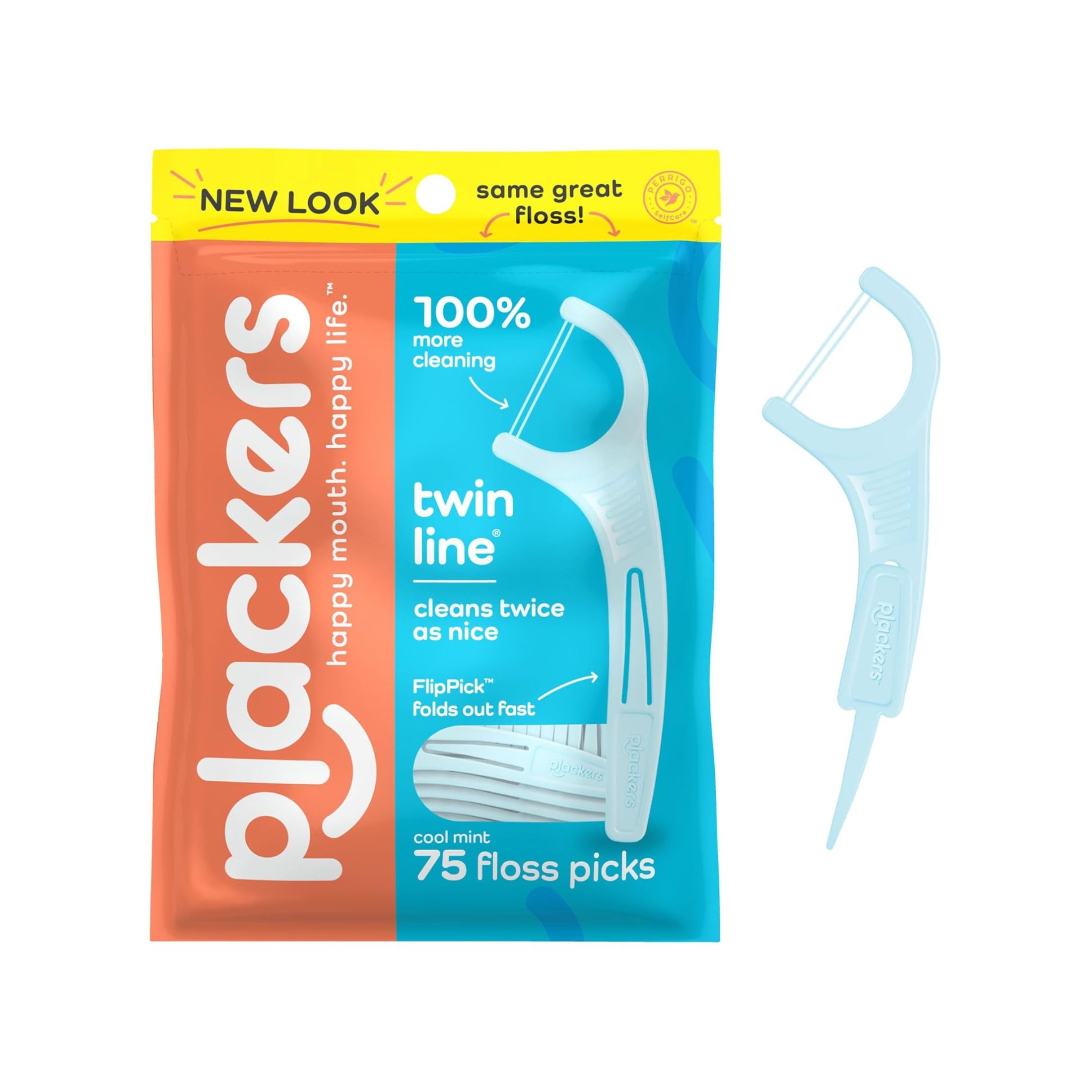 Plackers Twin-Line Dental Floss Picks, Cool Mint