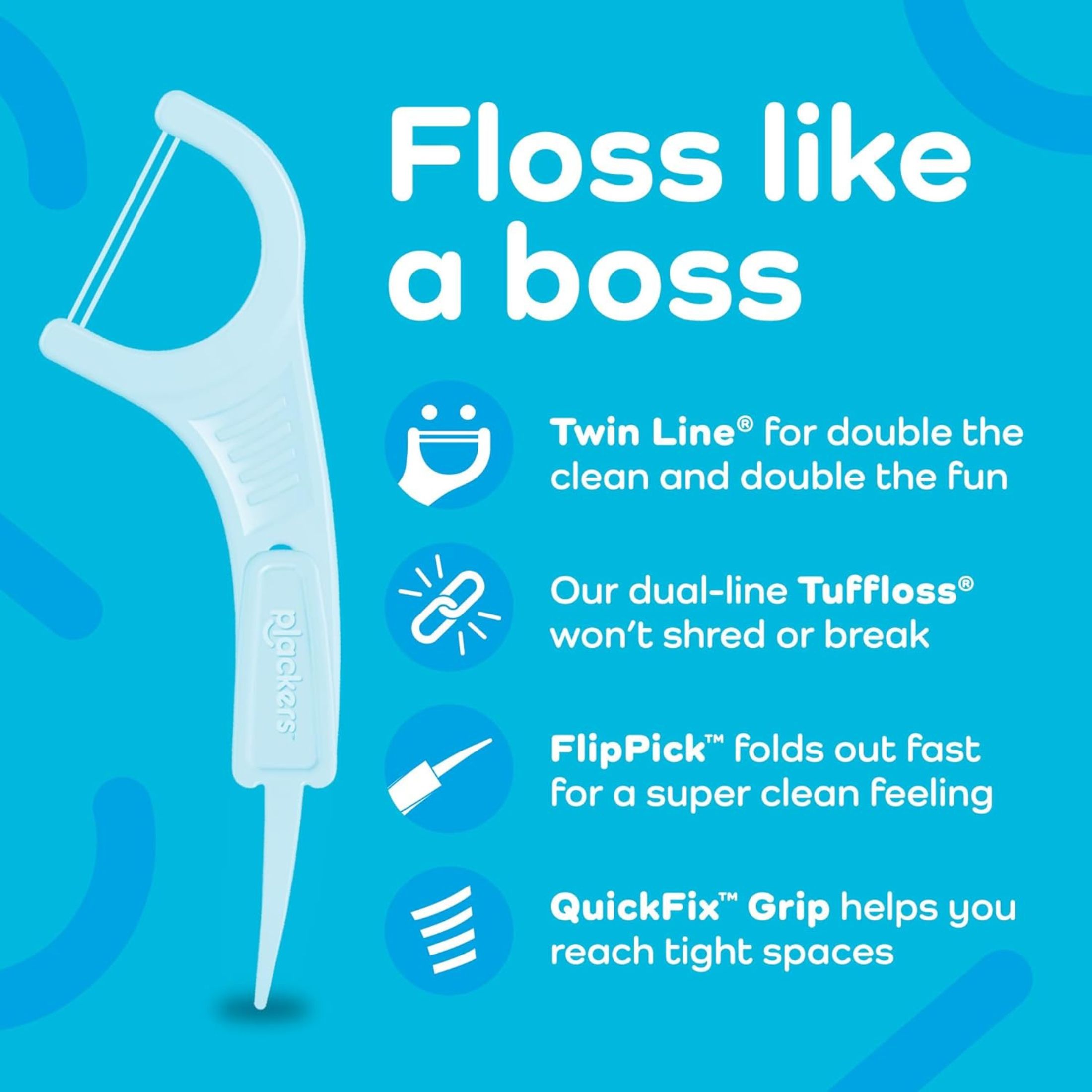 Plackers Twin-Line Dental Floss Picks, Cool Mint