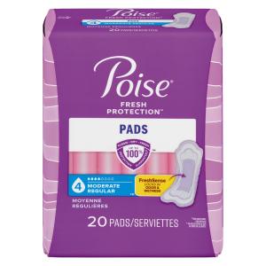 Poise Incontinence Pads, 20 Count, Moderate Absorbency, Regular Length For All-Day Freshness