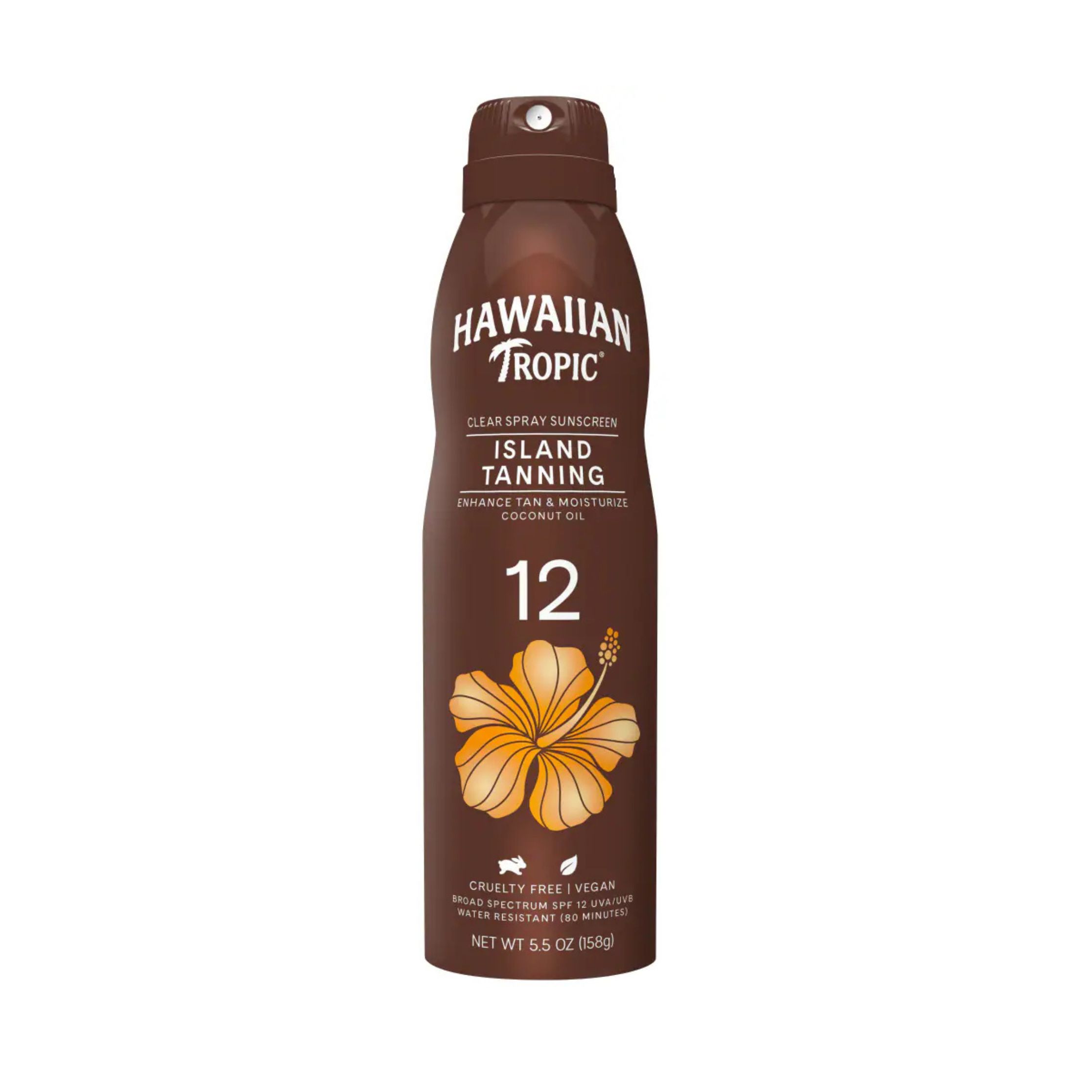 Hawaiian Tropic Clear Spray Sunscreen, Island Tanning, Broad Spectrum SPF 12 5.5 Oz
