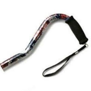 Alex Orthopedic Offset Adjustable Aluminum Cane Foam Grip Handle - Cats