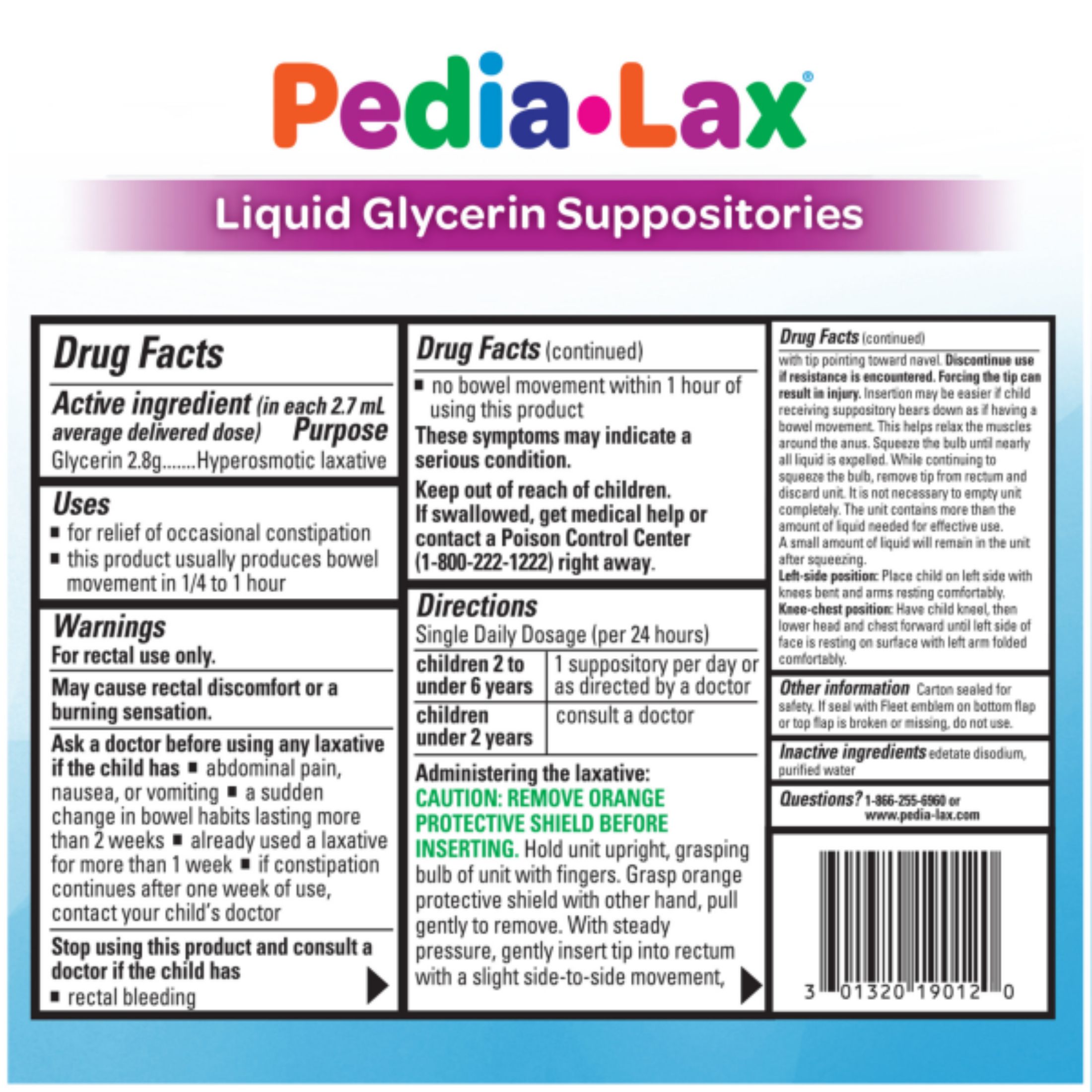 Pedia-lax Laxative Liquid Glycerin Suppositories For Kids - Ages 2-5 - 6ct
