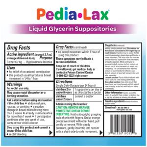 Pedia-lax Laxative Liquid Glycerin Suppositories For Kids - Ages 2-5 - 6ct