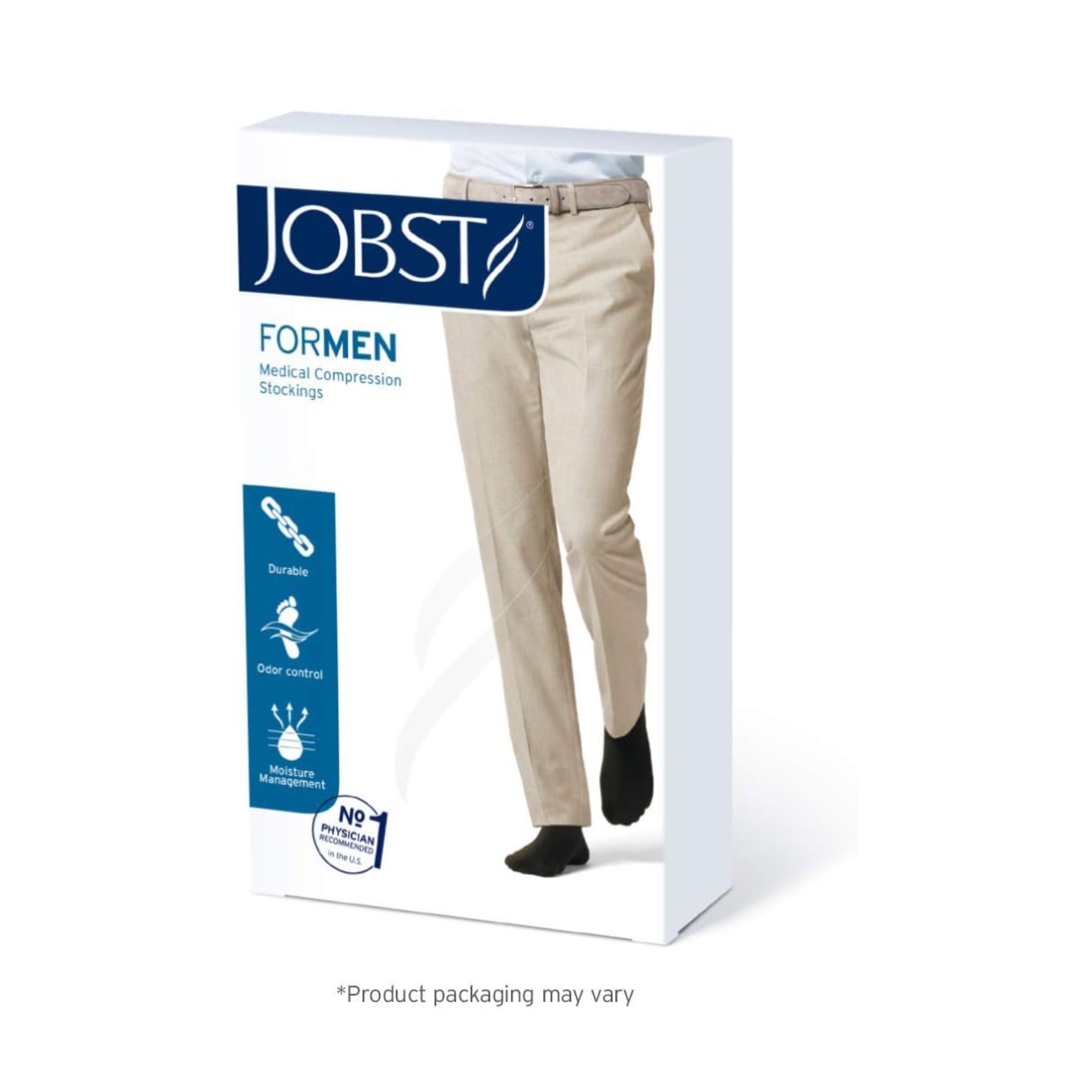 Jobst For Men Knee High 15-20 mmHg Compression Socks, Closed Toe, X-Large, White