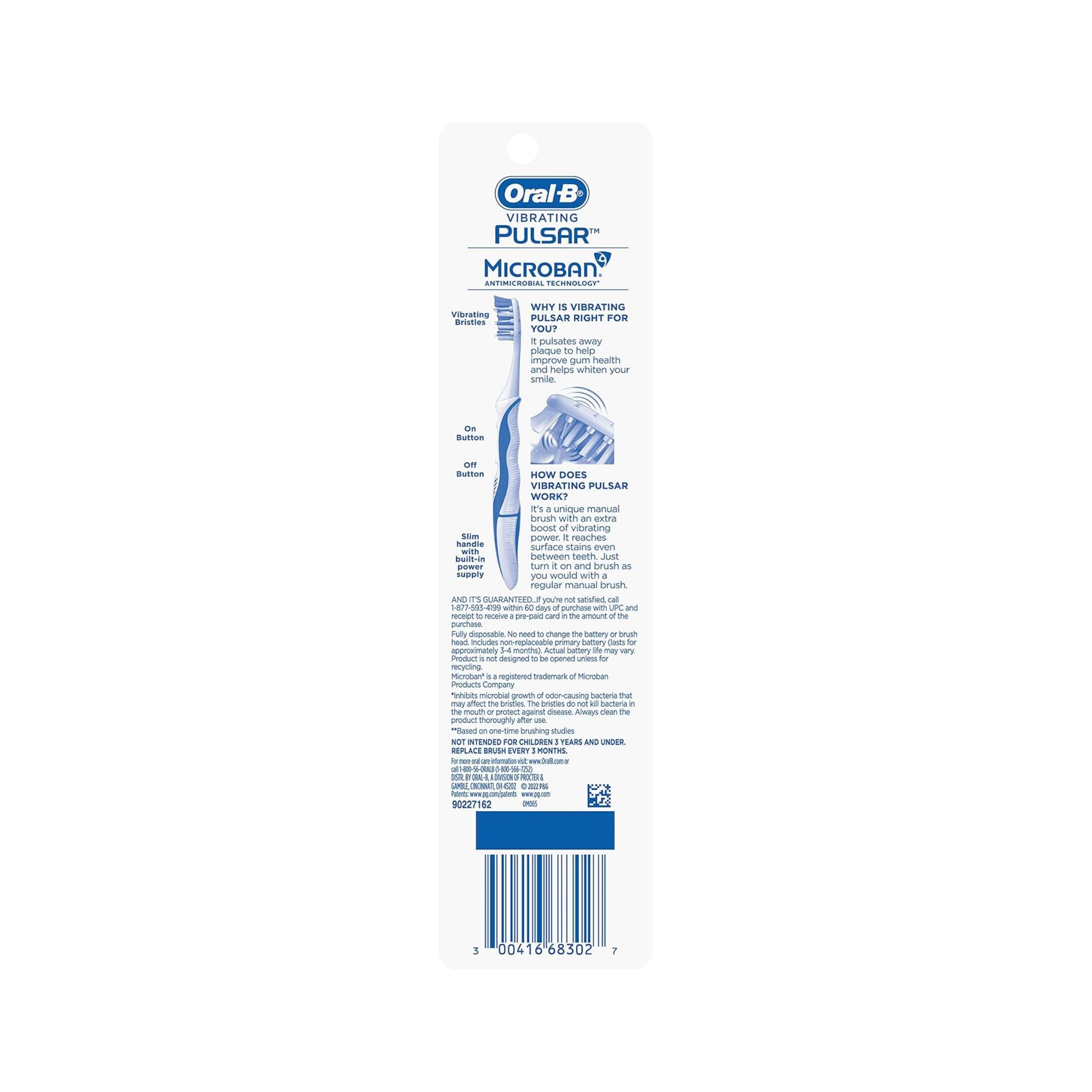 Oral B Toothbrush Pulsar Battery Blue Soft Deeper Clean