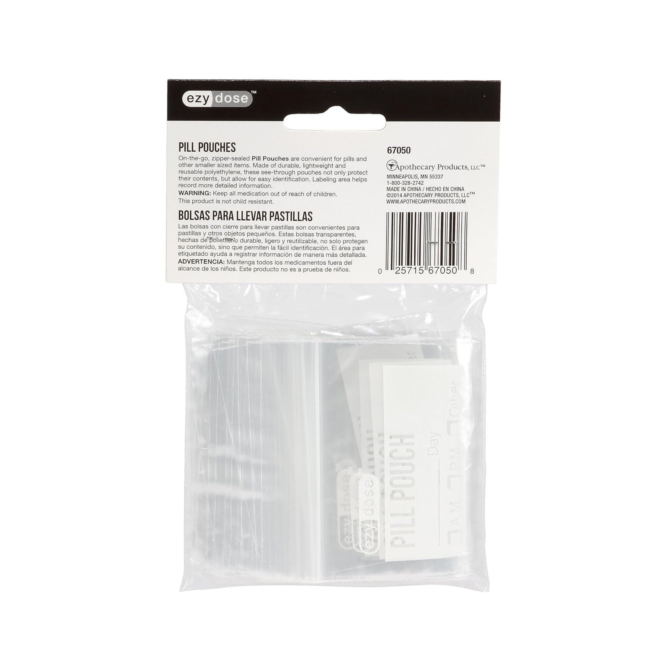 Apothecary Products USA Pack Of 12-Pill Pouch 67050 Plastic Dispos Api 50