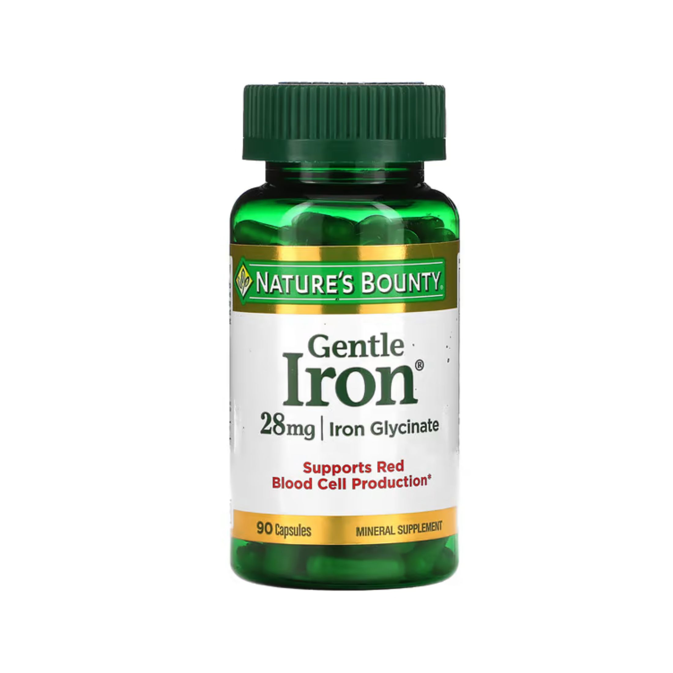 Nature's Bounty Gentle Iron, 28 Mg, 90 Capsules