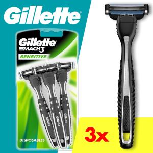 Gillette Mach 3 Razors, Disposable, Sensitive