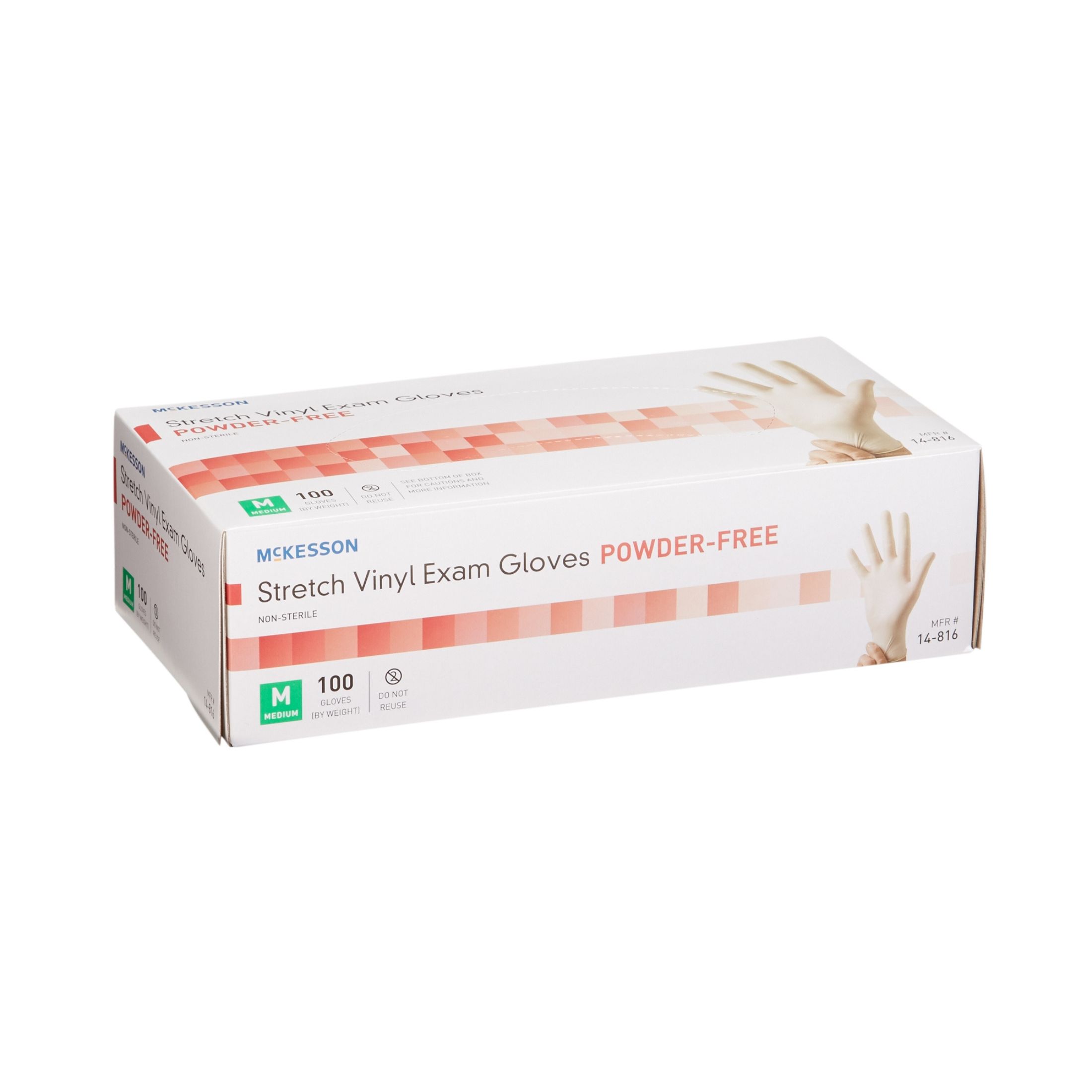 Mckesson Exam Gloves Stretch Vinyl Powder Free Nonsterile Medium Size