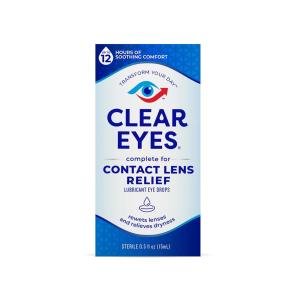 Clear Eyes Contact Lens Relief Lubricant Eye Drops, 0.5 Fl Oz