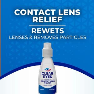Clear Eyes Contact Lens Relief Lubricant Eye Drops, 0.5 Fl Oz