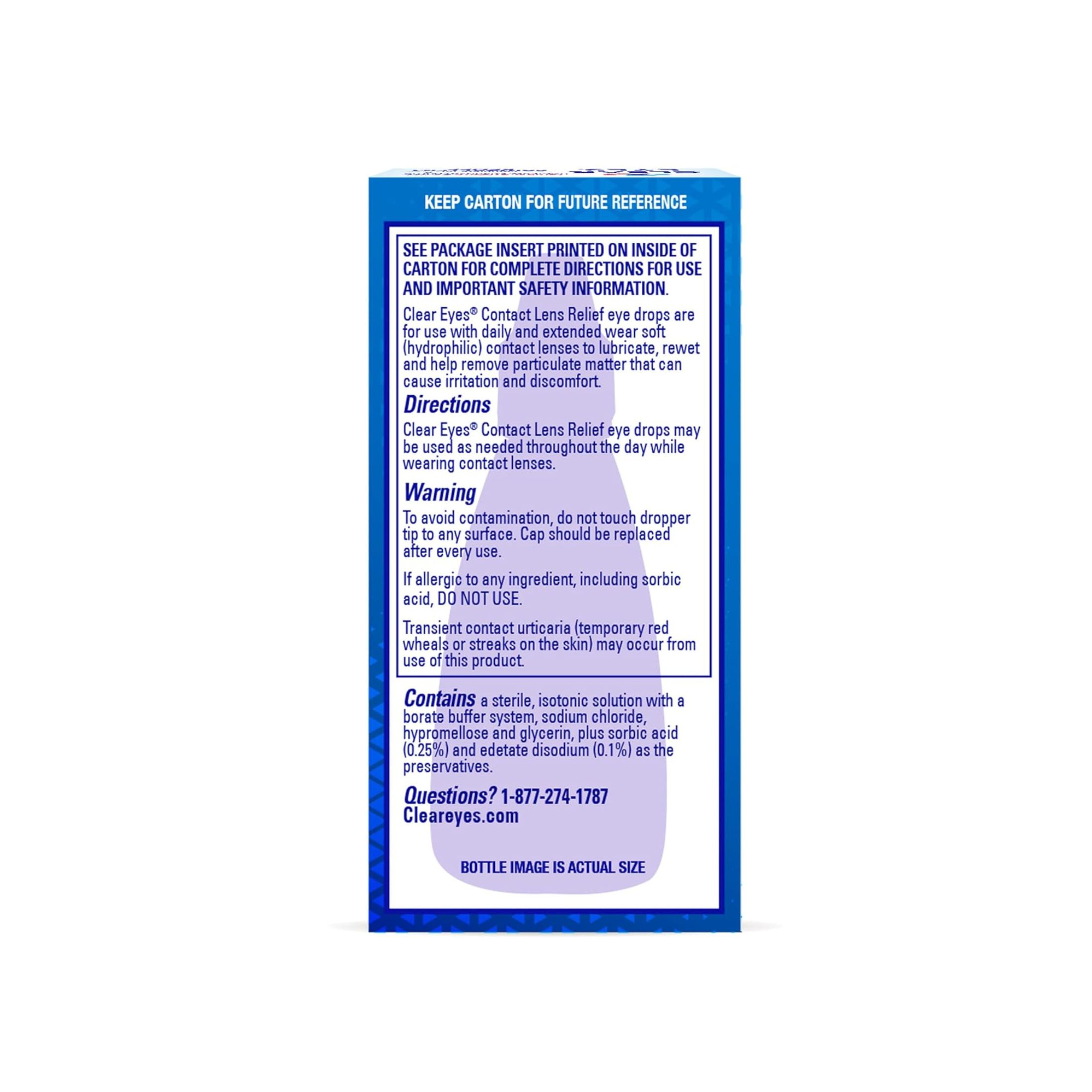 Clear Eyes Contact Lens Relief Lubricant Eye Drops, 0.5 Fl Oz
