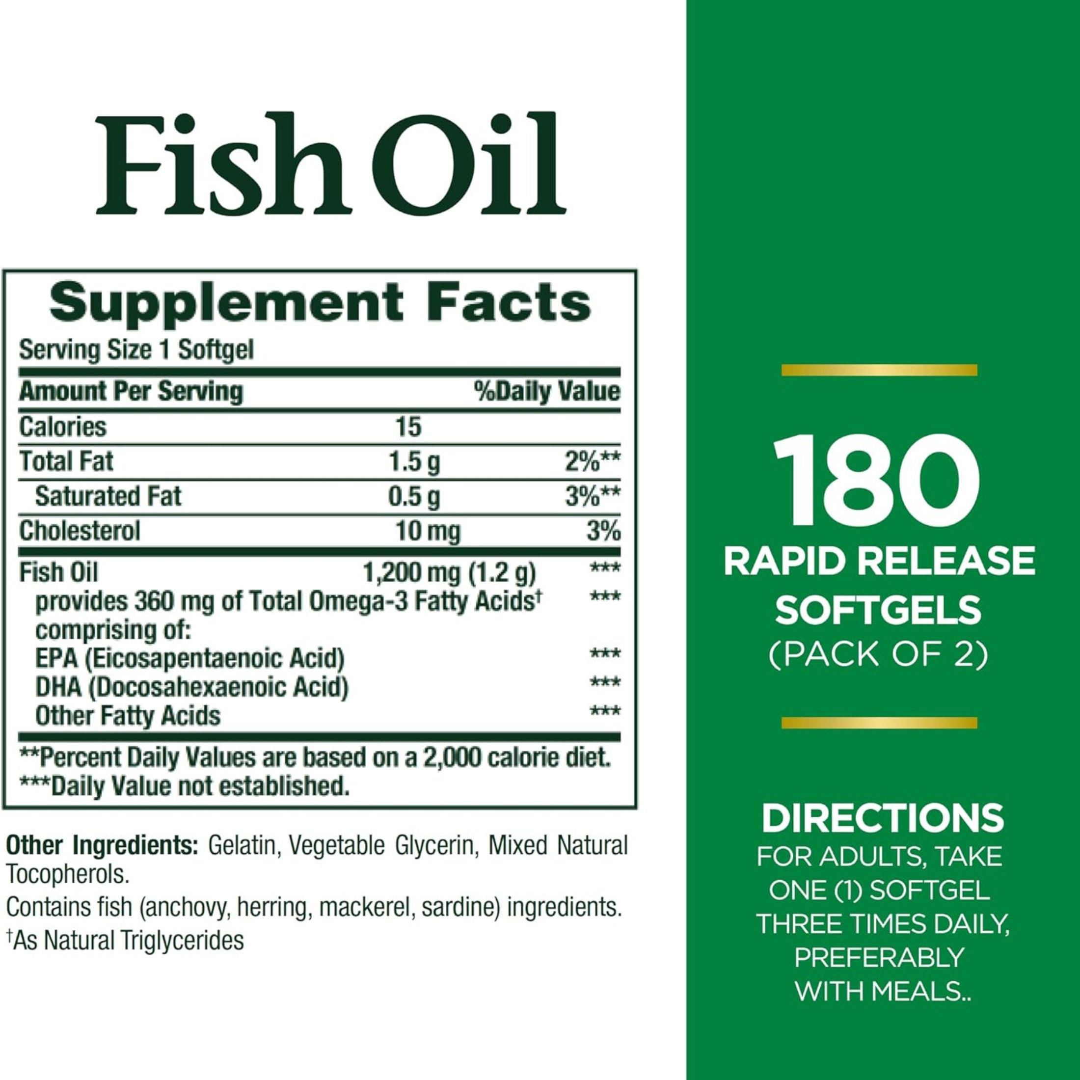 Nature's Bounty Fish Oil, 1200 Mg, Rapid Release Softgels