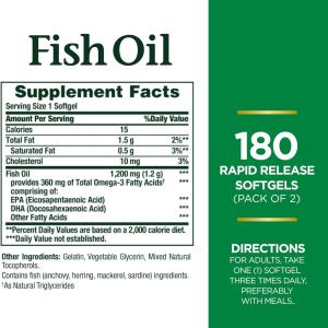 Nature's Bounty Fish Oil, 1200 Mg, Rapid Release Softgels