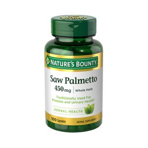 Nature's Bounty Saw Palmetto 450 Mg, Natural Whole Herb, 100 Capsules