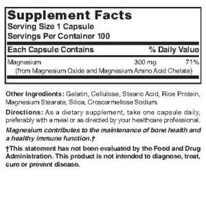 Nature's Blend Elemental Magnesium Amino Acid Chelate 300 Mg, 100 Caps