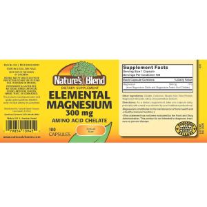 Nature's Blend Elemental Magnesium Amino Acid Chelate 300 Mg, 100 Caps