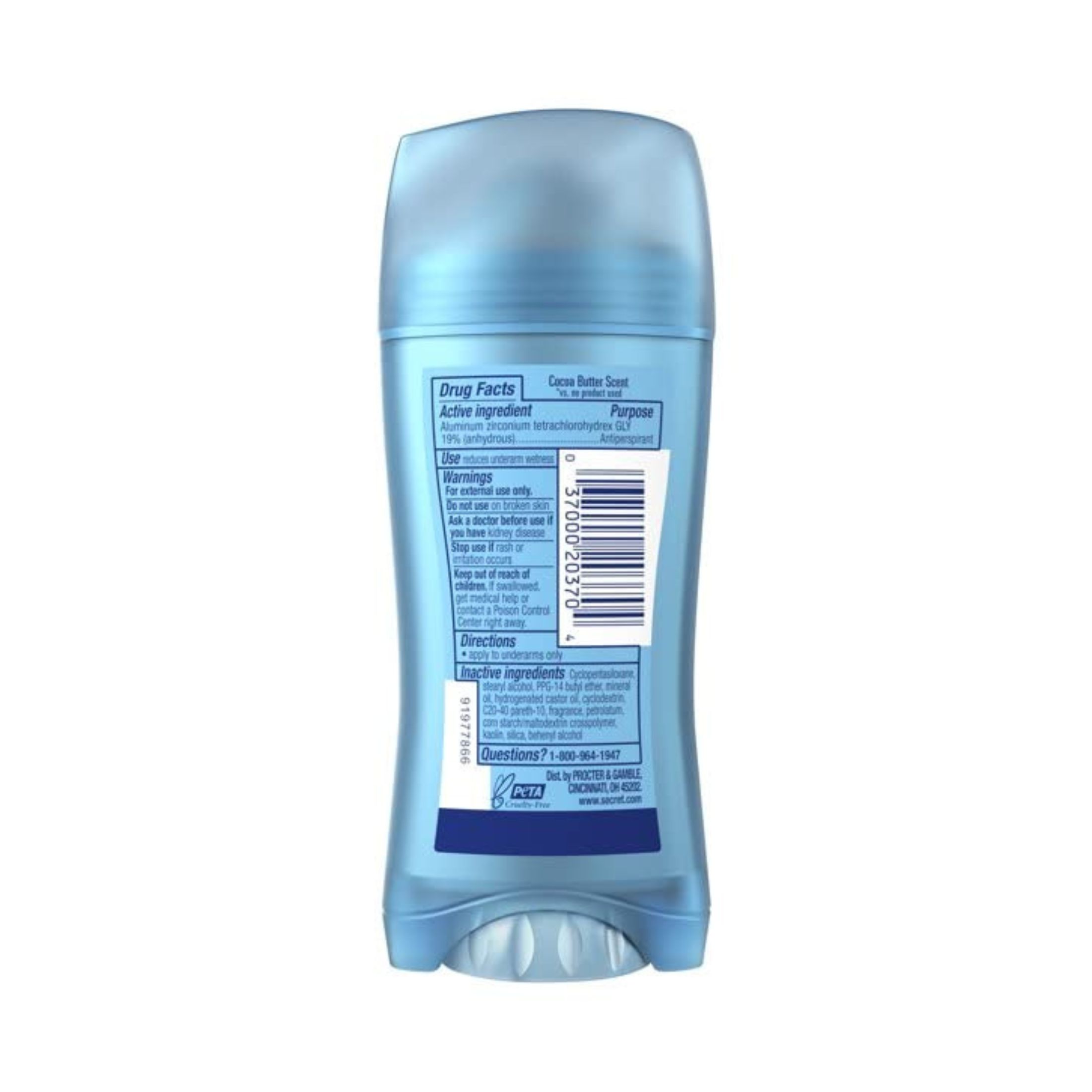 Secret Invisible Solid Antiperspirant & Deodorant, Scent Expressions, Classic Cocoa Butter