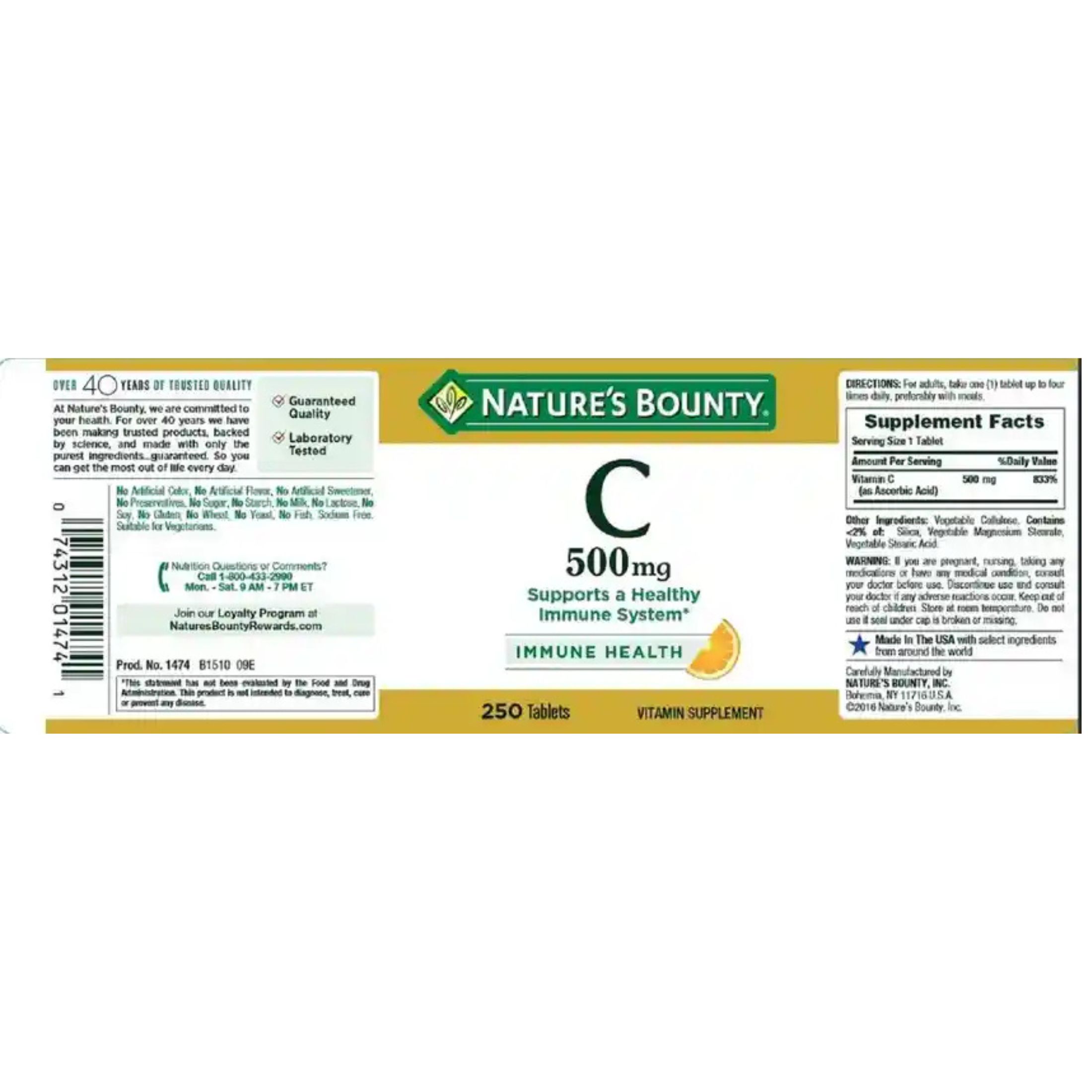 Nature's Bounty Vitamin C, 500 Mg, Tablets
