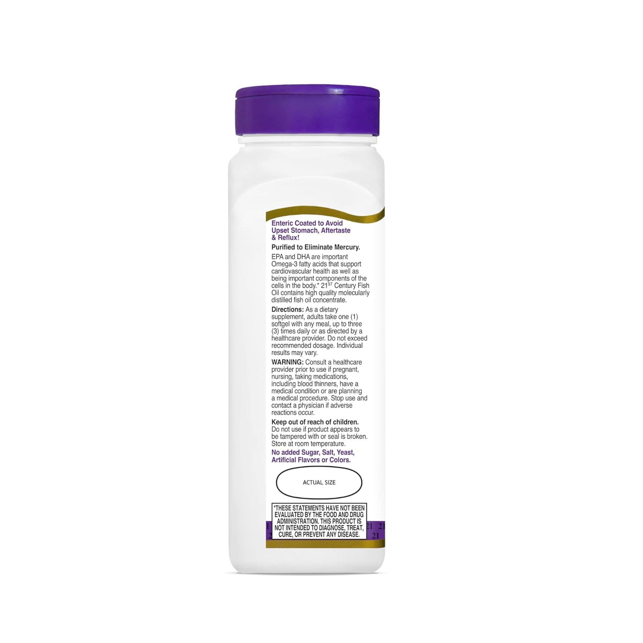 21st Century Fish Oil, 1000 Mg, Enteric Coated Softgels
